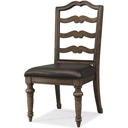 Dining Side Chair With Upholstered Seat and Ladder Back